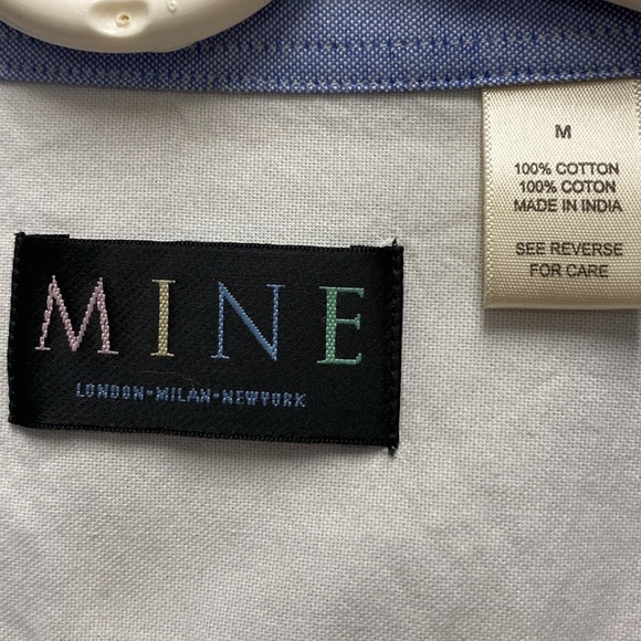 MINE blue with orange/ navy striped lining men’s shirt size M NWT - Picture 3 of 6